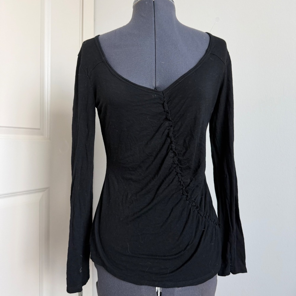 Vintage‎ Y2K DKNY Ruched Asymmetric Long Sleeve Tee